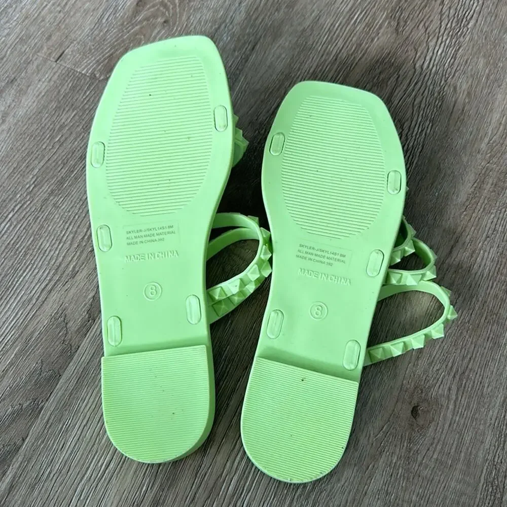 Steve Madden Skyler Jelly Sandals‎ Lime Size 8 Studded